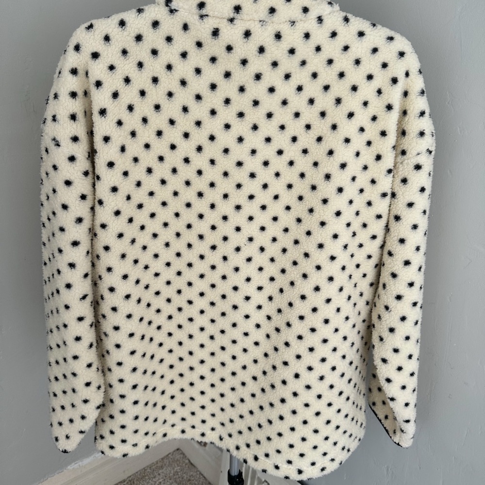 Loft Polka Dot Sherpa Fleece Jacket - Cream and Black - Picture 2 of 4